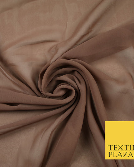 MOCHA BROWN Premium Plain Dyed Chiffon Fine Soft Georgette Sheer Dress Fabric 6813