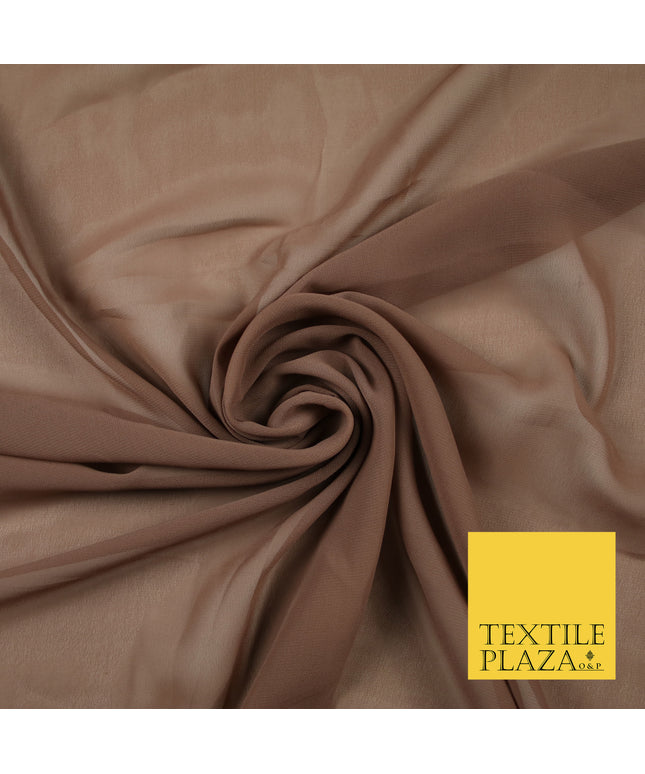 MOCHA BROWN Premium Plain Dyed Chiffon Fine Soft Georgette Sheer Dress Fabric 6813