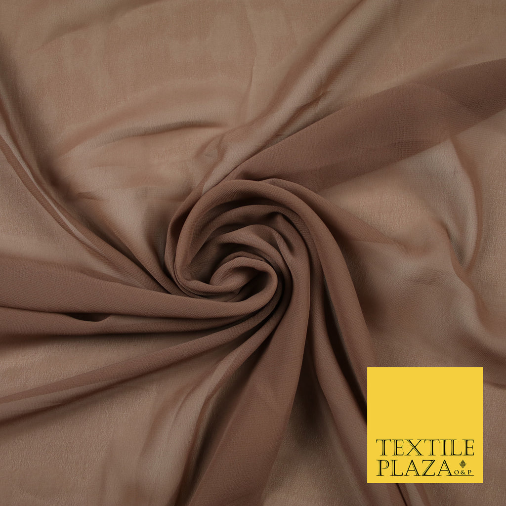 MOCHA BROWN Premium Plain Dyed Chiffon Fine Soft Georgette Sheer Dress Fabric 6813