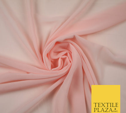 PEACH PINK 2 Premium Plain Dyed Chiffon Fine Soft Georgette Sheer Dress Fabric 6814