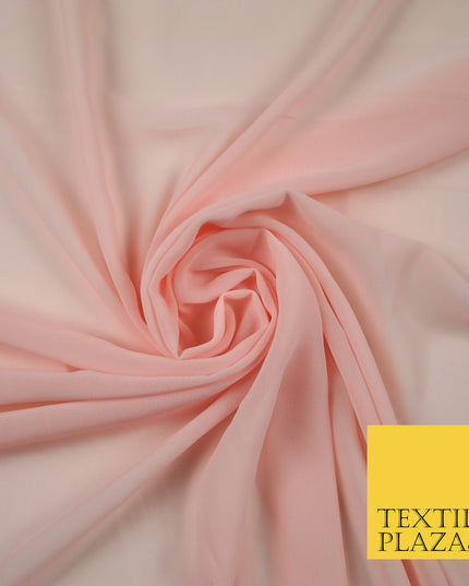 PEACH PINK 2 Premium Plain Dyed Chiffon Fine Soft Georgette Sheer Dress Fabric 6814