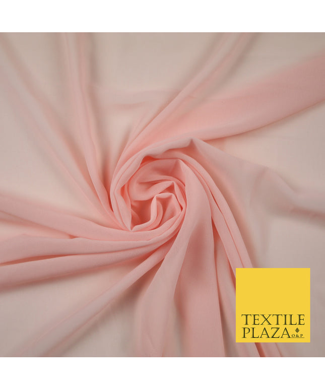 PEACH PINK 2 Premium Plain Dyed Chiffon Fine Soft Georgette Sheer Dress Fabric 6814