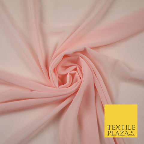 PEACH PINK 2 Premium Plain Dyed Chiffon Fine Soft Georgette Sheer Dress Fabric 6814