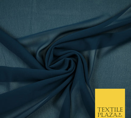DARK PETROL BLUE Premium Plain Dyed Chiffon Fine Soft Georgette Sheer Dress Fabric 6815