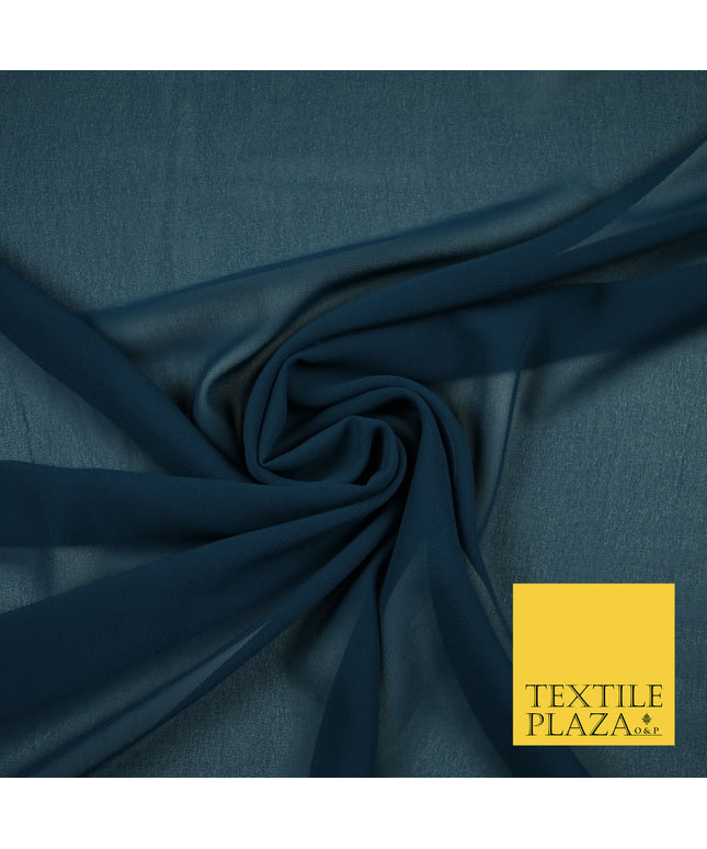 DARK PETROL BLUE Premium Plain Dyed Chiffon Fine Soft Georgette Sheer Dress Fabric 6815
