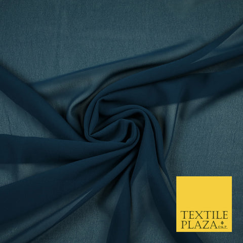 DARK PETROL BLUE Premium Plain Dyed Chiffon Fine Soft Georgette Sheer Dress Fabric 6815