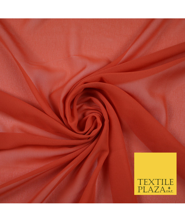 AUTUMNAL ORANGE Premium Plain Dyed Chiffon Fine Soft Georgette Sheer Dress Fabric 6816