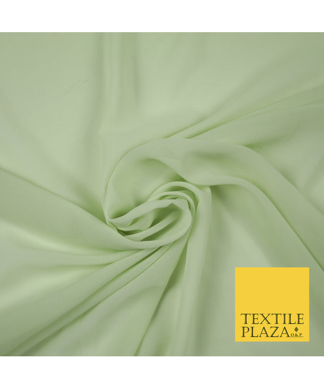 PALE GREEN Premium Plain Dyed Chiffon Fine Soft Georgette Sheer Dress Fabric 6818