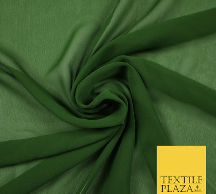 DARK OLIVE GREEN Premium Plain Dyed Chiffon Fine Soft Georgette Sheer Dress Fabric 6819