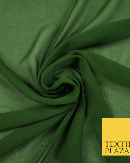 DARK OLIVE GREEN Premium Plain Dyed Chiffon Fine Soft Georgette Sheer Dress Fabric 6819
