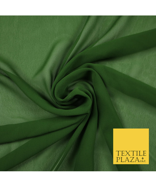 DARK OLIVE GREEN Premium Plain Dyed Chiffon Fine Soft Georgette Sheer Dress Fabric 6819