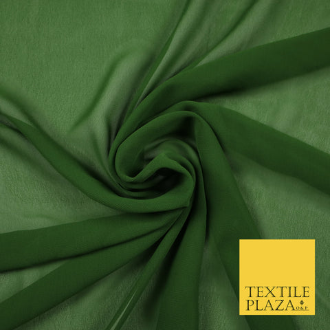 DARK OLIVE GREEN Premium Plain Dyed Chiffon Fine Soft Georgette Sheer Dress Fabric 6819