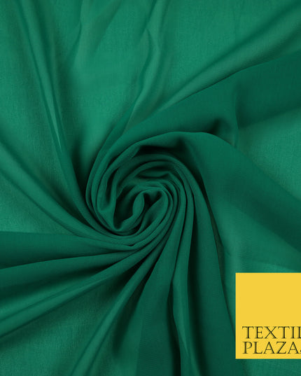 JADE GREEN 2 Premium Plain Dyed Chiffon Fine Soft Georgette Sheer Dress Fabric 6821