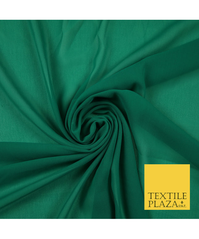 JADE GREEN 2 Premium Plain Dyed Chiffon Fine Soft Georgette Sheer Dress Fabric 6821