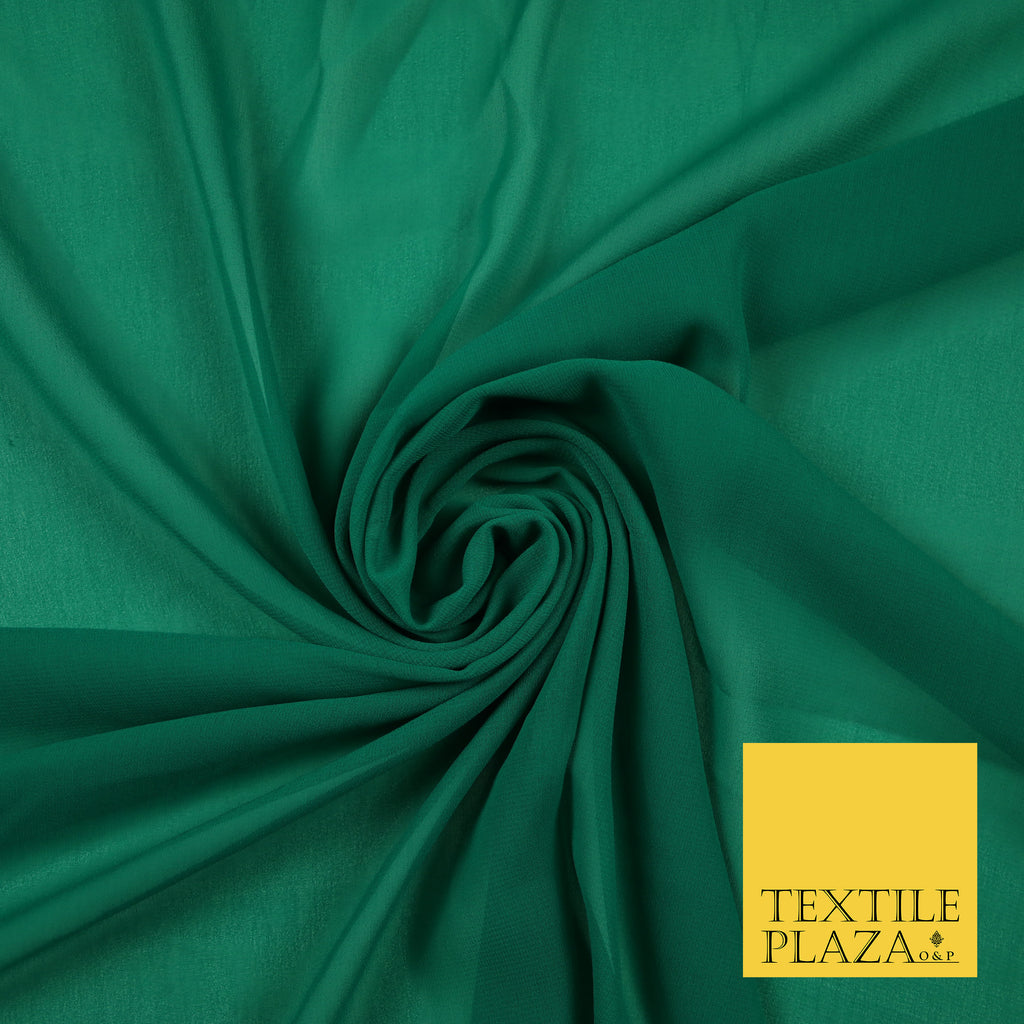 JADE GREEN 2 Premium Plain Dyed Chiffon Fine Soft Georgette Sheer Dress Fabric 6821