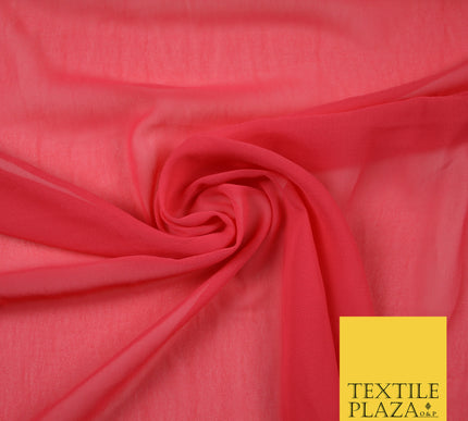CORAL Premium Plain Dyed Chiffon Fine Soft Georgette Sheer Dress Fabric 6822