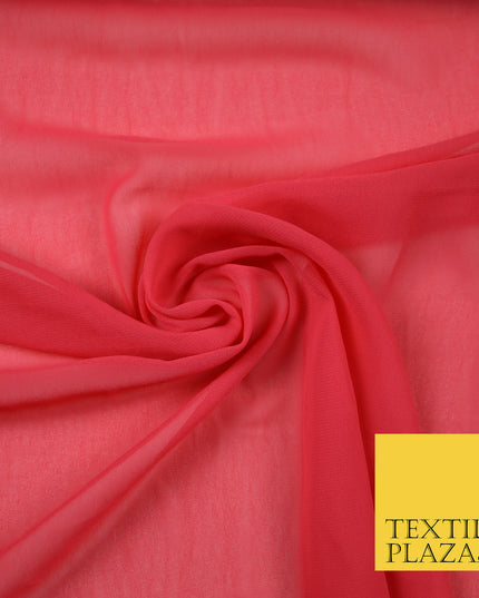 CORAL Premium Plain Dyed Chiffon Fine Soft Georgette Sheer Dress Fabric 6822