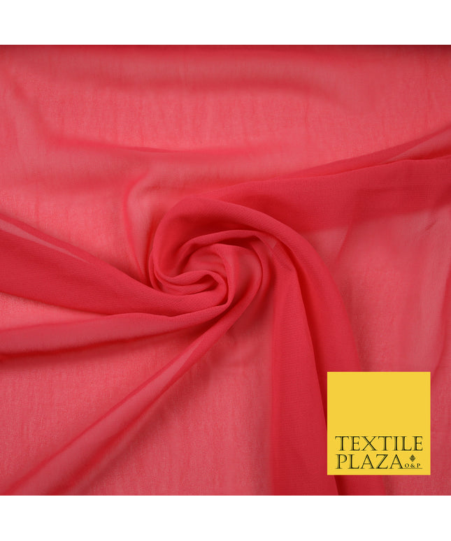 CORAL Premium Plain Dyed Chiffon Fine Soft Georgette Sheer Dress Fabric 6822