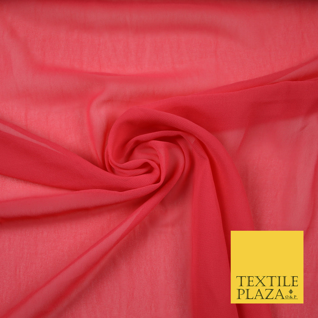 CORAL Premium Plain Dyed Chiffon Fine Soft Georgette Sheer Dress Fabric 6822