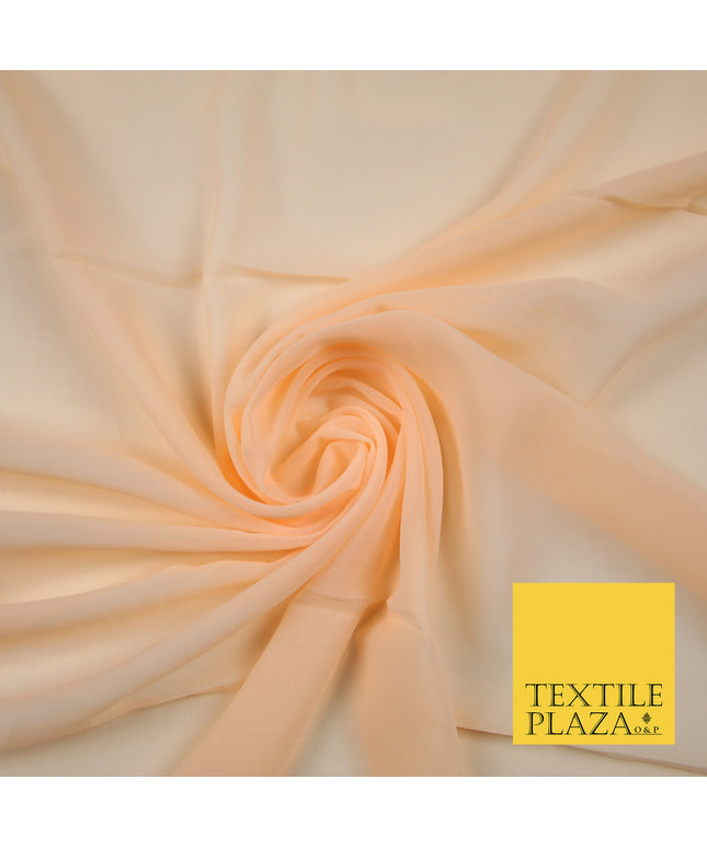 PALE PEACH Premium Plain Dyed Chiffon Fine Soft Georgette Sheer Dress Fabric 6823