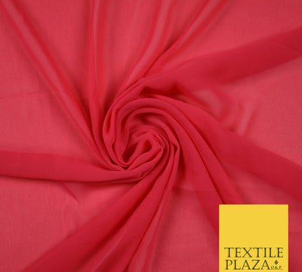 DEEP CORAL PINK Premium Plain Dyed Chiffon Fine Soft Georgette Sheer Dress Fabric 6824