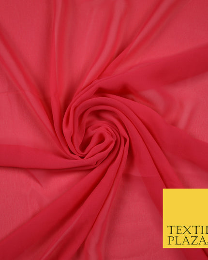 DEEP CORAL PINK Premium Plain Dyed Chiffon Fine Soft Georgette Sheer Dress Fabric 6824