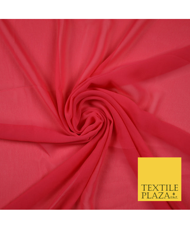 DEEP CORAL PINK Premium Plain Dyed Chiffon Fine Soft Georgette Sheer Dress Fabric 6824