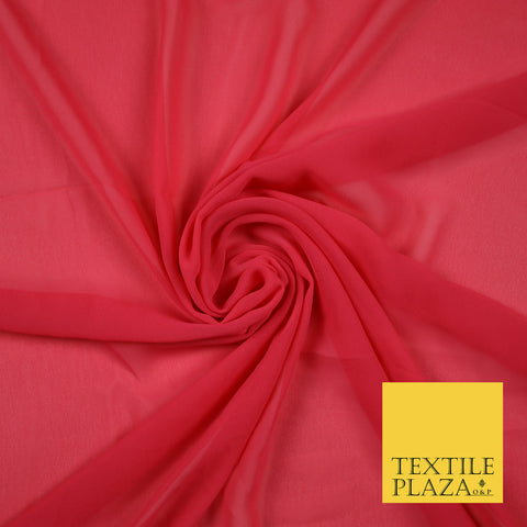 DEEP CORAL PINK Premium Plain Dyed Chiffon Fine Soft Georgette Sheer Dress Fabric 6824