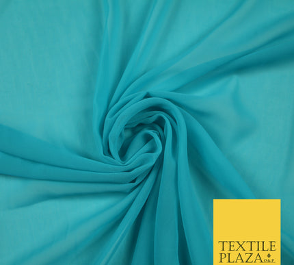 TURQUOISE BLUE Premium Plain Dyed Chiffon Fine Soft Georgette Sheer Dress Fabric 6826