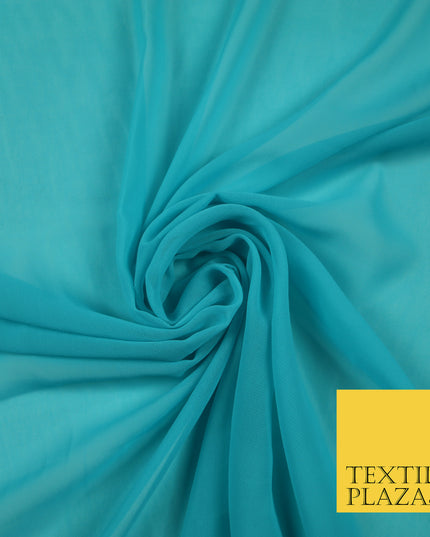TURQUOISE BLUE Premium Plain Dyed Chiffon Fine Soft Georgette Sheer Dress Fabric 6826