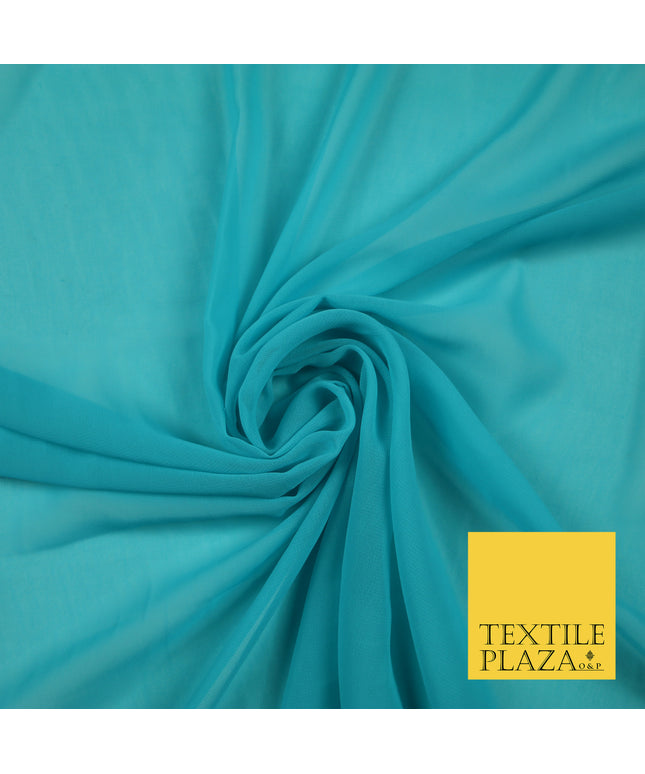 TURQUOISE BLUE Premium Plain Dyed Chiffon Fine Soft Georgette Sheer Dress Fabric 6826