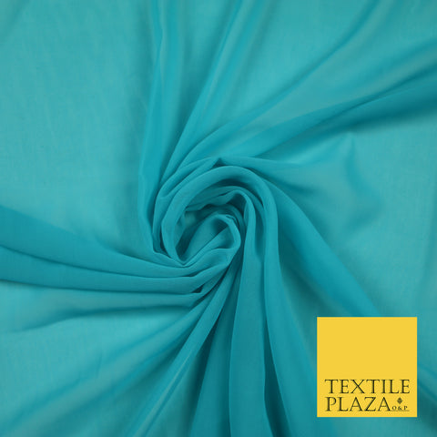 TURQUOISE BLUE Premium Plain Dyed Chiffon Fine Soft Georgette Sheer Dress Fabric 6826