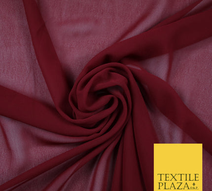 MAROON Premium Plain Dyed Chiffon Fine Soft Georgette Sheer Dress Fabric 6828
