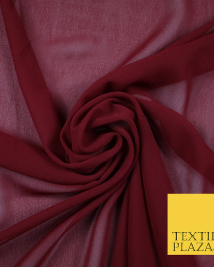 MAROON Premium Plain Dyed Chiffon Fine Soft Georgette Sheer Dress Fabric 6828