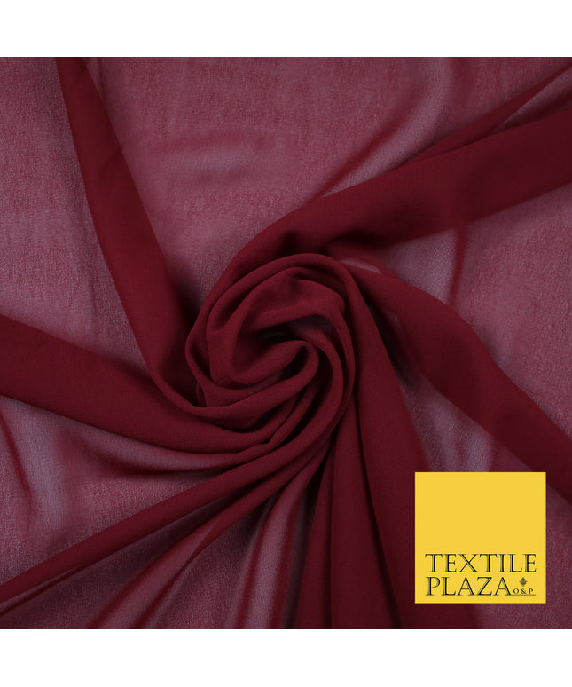 MAROON Premium Plain Dyed Chiffon Fine Soft Georgette Sheer Dress Fabric 6828