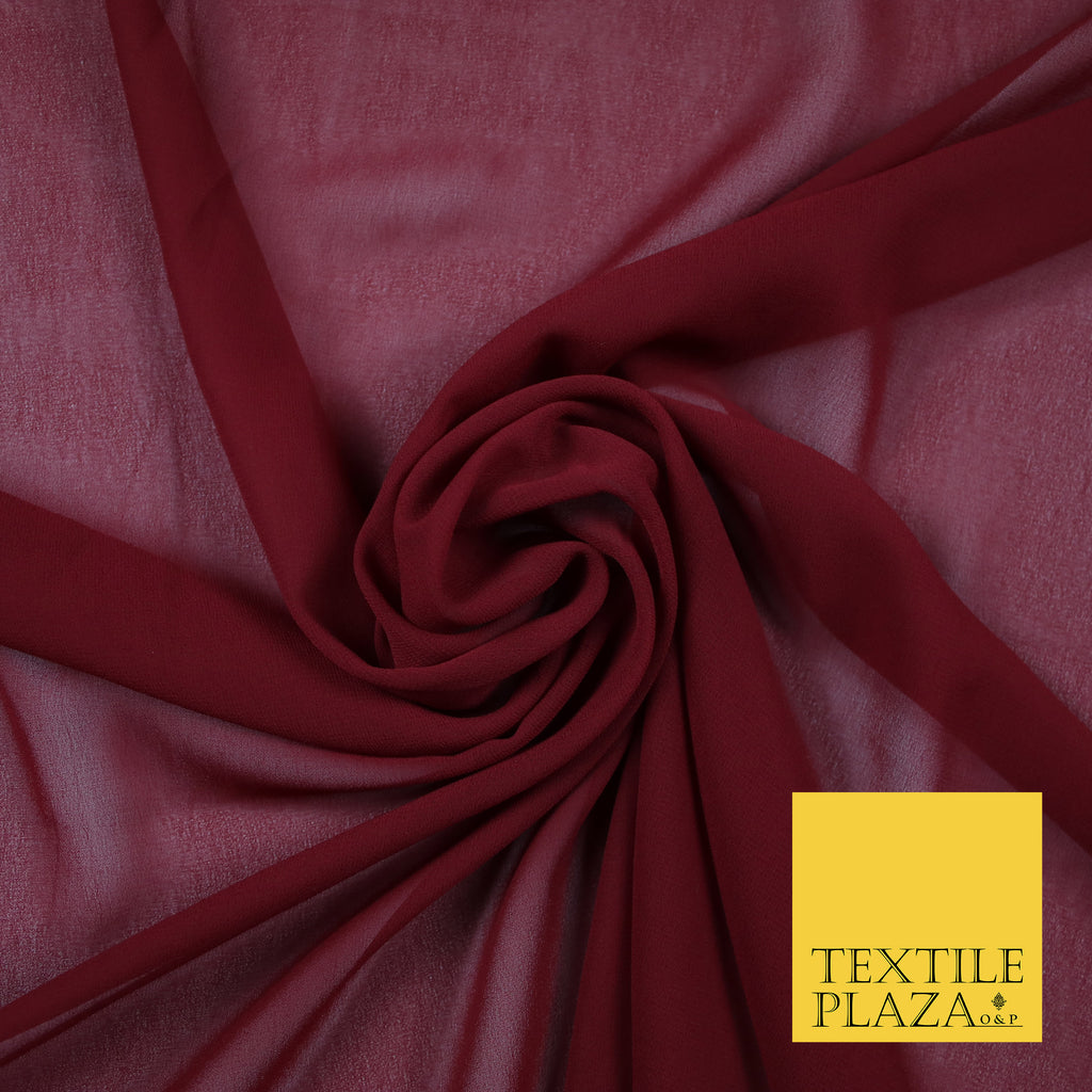 MAROON Premium Plain Dyed Chiffon Fine Soft Georgette Sheer Dress Fabric 6828