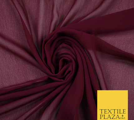 WINE BERRY Premium Plain Dyed Chiffon Fine Soft Georgette Sheer Dress Fabric 6831