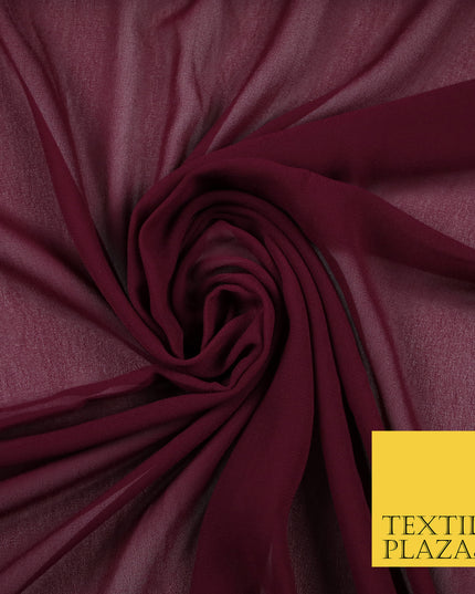 WINE BERRY Premium Plain Dyed Chiffon Fine Soft Georgette Sheer Dress Fabric 6831