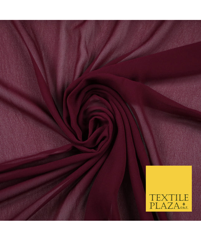 WINE BERRY Premium Plain Dyed Chiffon Fine Soft Georgette Sheer Dress Fabric 6831