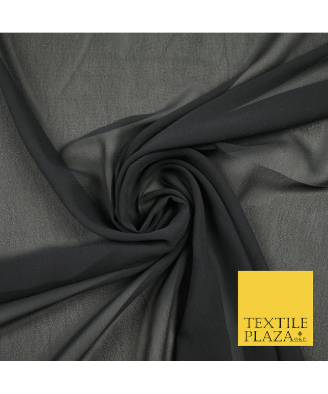 DARK GREY Premium Plain Dyed Chiffon Fine Soft Georgette Sheer Dress Fabric 6836