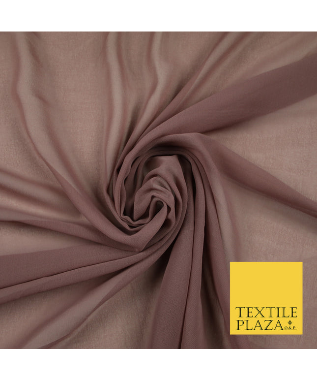 MAUVE 2 Premium Plain Dyed Chiffon Fine Soft Georgette Sheer Dress Fabric 6838