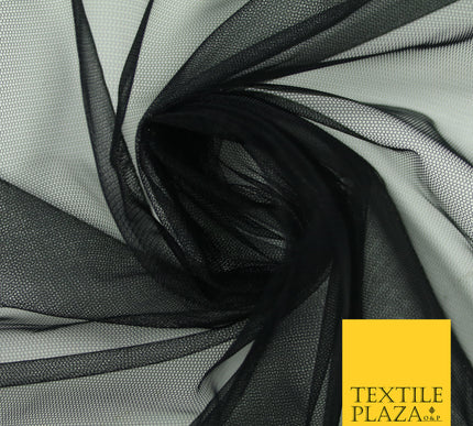 BLACK Premium Soft Plain Sheer Tulle Net Fabric Tutu Fairy Veil Bridal 45" Wide 6865
