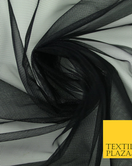 BLACK Premium Soft Plain Sheer Tulle Net Fabric Tutu Fairy Veil Bridal 45" Wide 6865