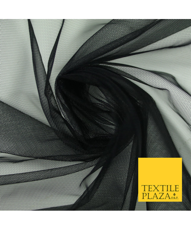BLACK Premium Soft Plain Sheer Tulle Net Fabric Tutu Fairy Veil Bridal 45" Wide 6865