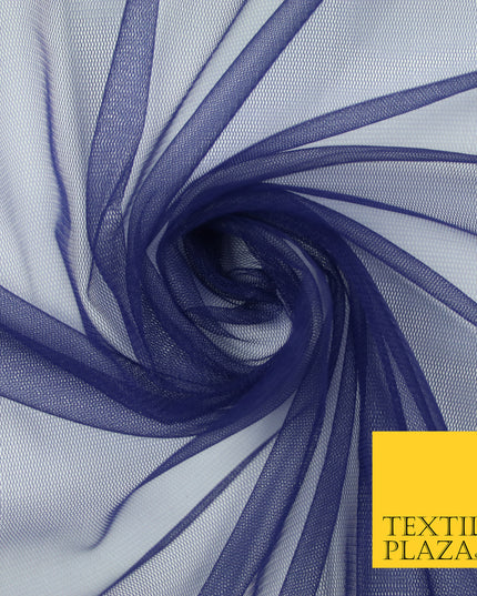 NAVY BLUE Premium Soft Plain Sheer Tulle Net Fabric Tutu Fairy Veil Bridal 45" Wide 6866