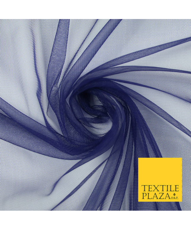 NAVY BLUE Premium Soft Plain Sheer Tulle Net Fabric Tutu Fairy Veil Bridal 45" Wide 6866