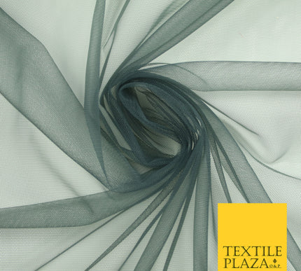 STORM GREY Premium Soft Plain Sheer Tulle Net Fabric Tutu Fairy Veil Bridal 45" Wide 6867