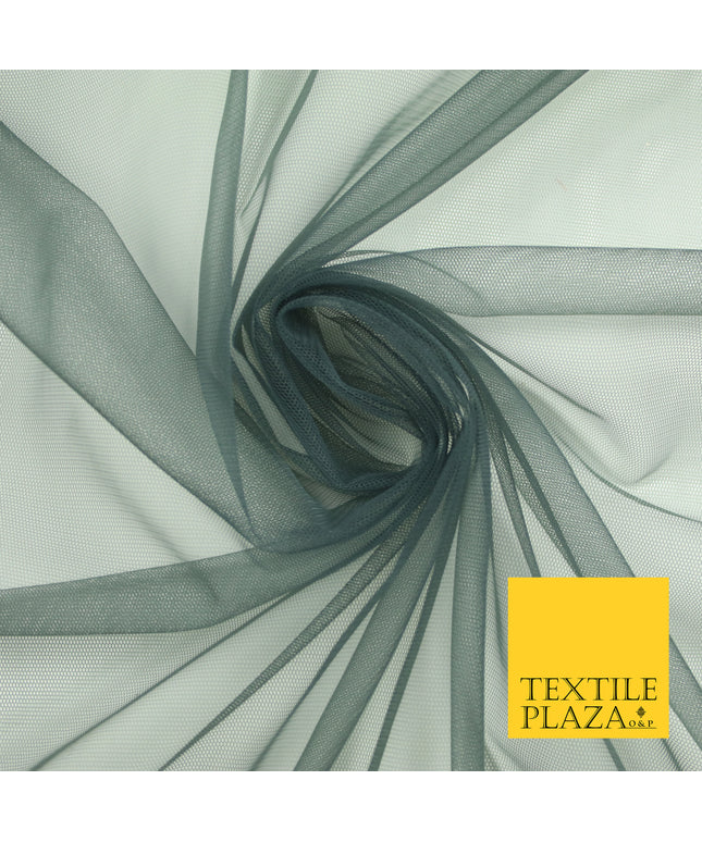 STORM GREY Premium Soft Plain Sheer Tulle Net Fabric Tutu Fairy Veil Bridal 45" Wide 6867