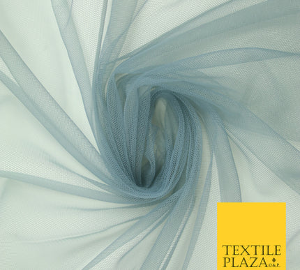 GREY Premium Soft Plain Sheer Tulle Net Fabric Tutu Fairy Veil Bridal 45" Wide 6868