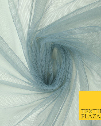 GREY Premium Soft Plain Sheer Tulle Net Fabric Tutu Fairy Veil Bridal 45" Wide 6868